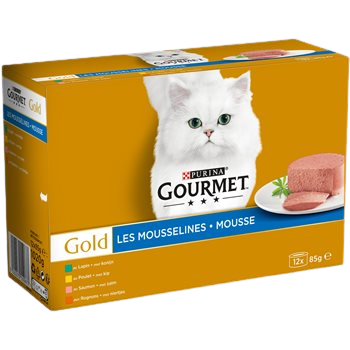 Beheer Ondergeschikt Muf Gourmet Gold cat trays Les mousselines - 12x85g - Kakoinshop.com