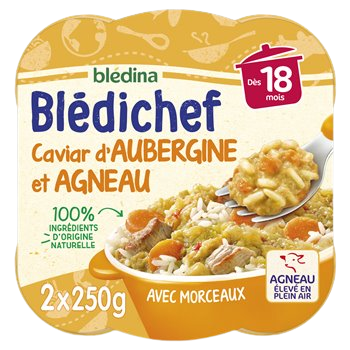 Blédichef agneau Bledina Caviar d'aubergine - 2x250g