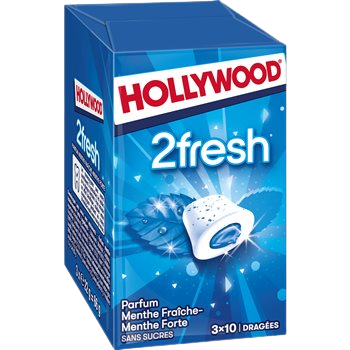 Chewing gum Hollywood 2 fresh Menthe fraiche menthe forte 66g