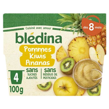 Purée de fruit Blédina - 8 mois Pomme kiwi ananas - 4x100g