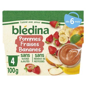 Coupelles Bledina Pomme fraise banane - 4x100g