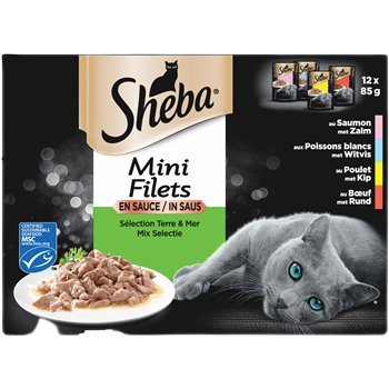 Sacchetti di pasto per gatti di carne e pesce Sheba - 12x85g