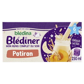 Lait Blédîner Blédina  Potiron, dès 6 mois - 2x250ml