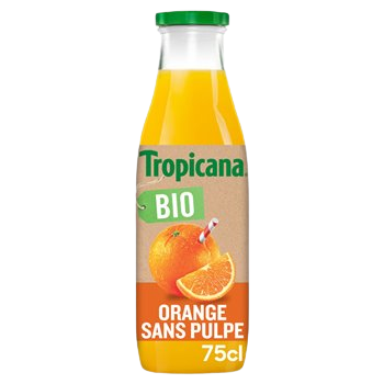 Reiner Bio-Tropicana-Orangensaft ohne Fruchtfleisch – 75 cl