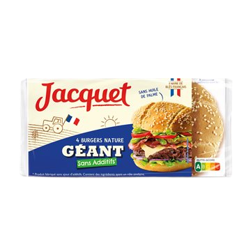 Jacquet Giant Plain Burger Senza additivi - x4 - 350g