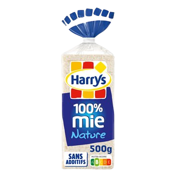 Pain de mie Harrys 100% mie Nature sans croûte - 500g