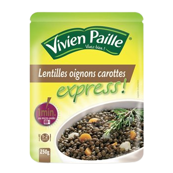 Lentilles Express Vivien Paille Oignon carotte micro onde 250g