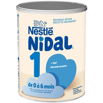 Lait en poudre Nidal de Nestlé Bébé : Jusqu'à 6 mois - 800g