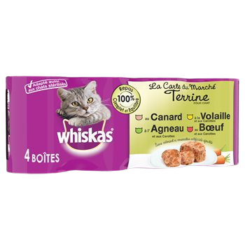 Terrines pour chats Whiskas 4 variétés - 4x400g