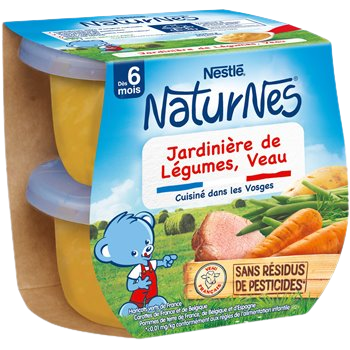 Bols Naturnes Nestlé   Jardinière Veau 6mois 2x200g