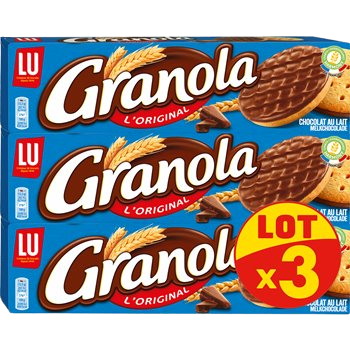 Biscuits sablés Granola LU Chocolat au lait - 3x200g
