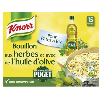 Bouillon herbes Knorr Huile Puget - Tablette x15 150g