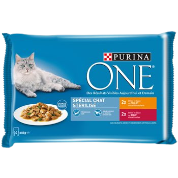 Sachets repas chats Purina One Sauce boeuf poulet x4 - 340g