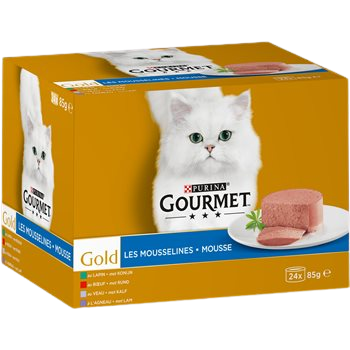 Barquettes chats Gourmet Gold Les mousselines - 24x85g