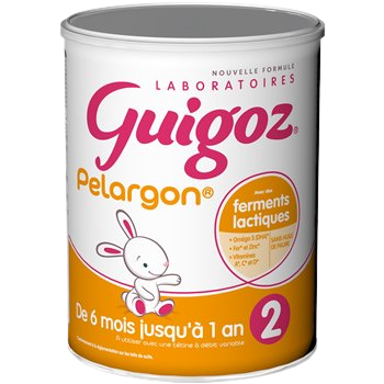 Lait poudre Guigoz Pelargon Bébé : 6 mois à 1 an - 800g