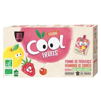 Compote Cool fruits bio Vitabio Pomme Framboise - 12x90g