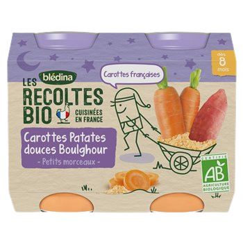 Petit pot bébé bio Blédina 8m Boulghour patate carotte-2x200g