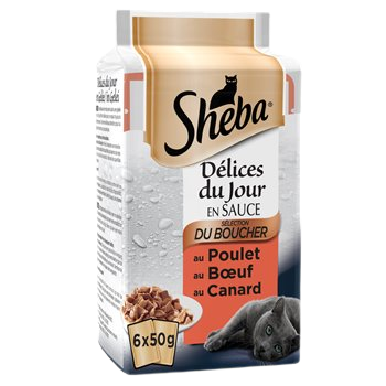 Sachets repas pour chats Sheba Viande - 6X50G