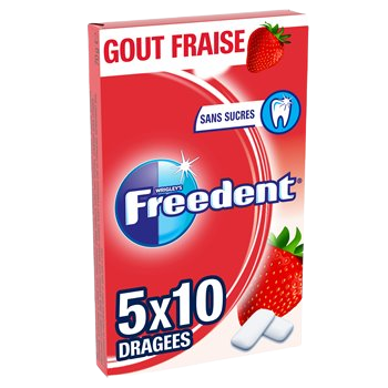 Chewing-gum Freedent Fraise 5x10 dragées 70g