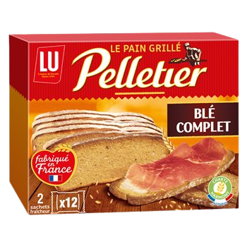 Pain grillé Pelletier blé au blé complet x24 - 500g