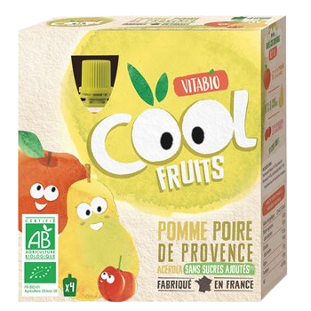 Compote Cool Fruits bio Vitabio Pomme Poire - 4x90g