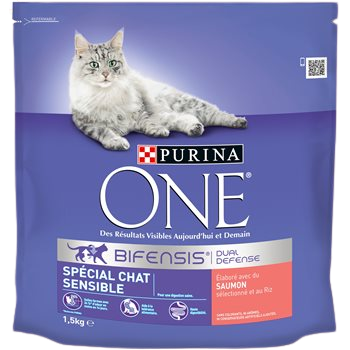 Cibo per gatti adulti Purina One Sensitive - Salmone - 1,5 kg