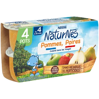 Purée de fruits Naturnes Pommes poires - 4/6 mois 4x130g