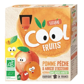 Compote Cool Fruits bio Vitabio Pomme Pêche Abricot - 4x90g