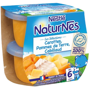 Bols Naturnes Nestlé  Carotte cabillaud 6mois 2x200g