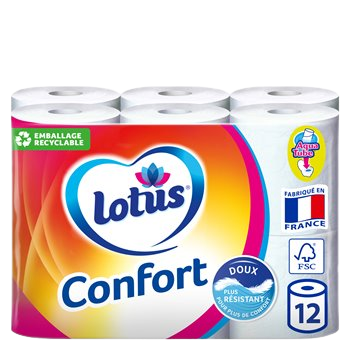 Papier toilette Lotus Confort Blanc - Aquatube - x12