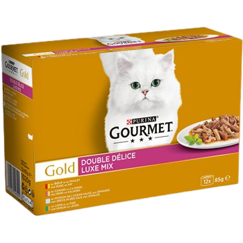 Vassoi per gatti Gourmet Gold Mix di lusso Double Delizia - 12x85g