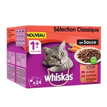 Sachet repas chats Whiskas  aux viandes - 24x100g