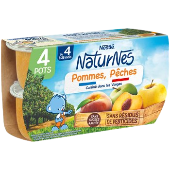 Naturnes Apple Peach fruit puree - 4/6 months 4x130g