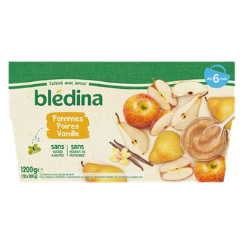 Purée de fruit Blédina - 6 mois Pomme poire vanille - 12x100g