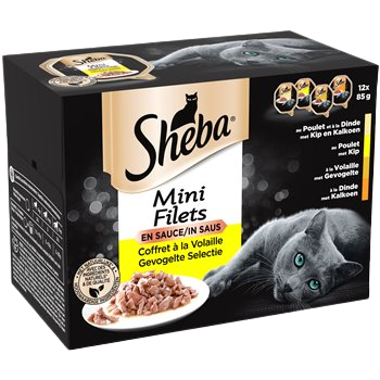 Barquettes pour chats Sheba Mini filets en sauce - 12x85g