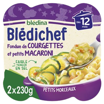 Plat bébé soir Blédichef 12mois Macaroni courgette - 2x230g