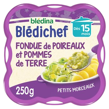 Repas Blédichef Blédina 15 mois Fondue poireaux pdt - 250g